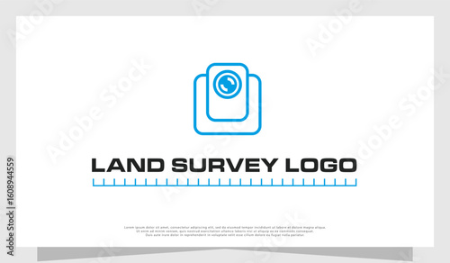 Modern logo for land survey with white background, vector illustration