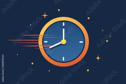 Minimalist Clock Ticking Toward Midnight with Sparkles