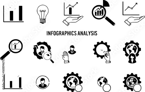 Vector art of infographic icons for business analysis and growth