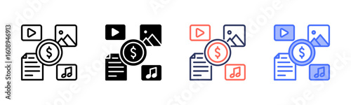 Sponsored Content icon set multiple style collection