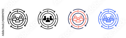 Target Audience icon set multiple style collection