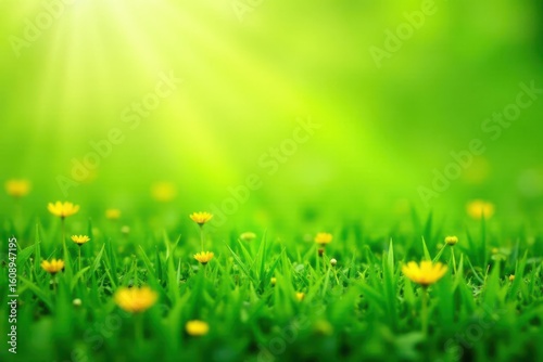 Vibrant Yellow Flowers Blooming in a Lush Green Meadow Under Sunlight