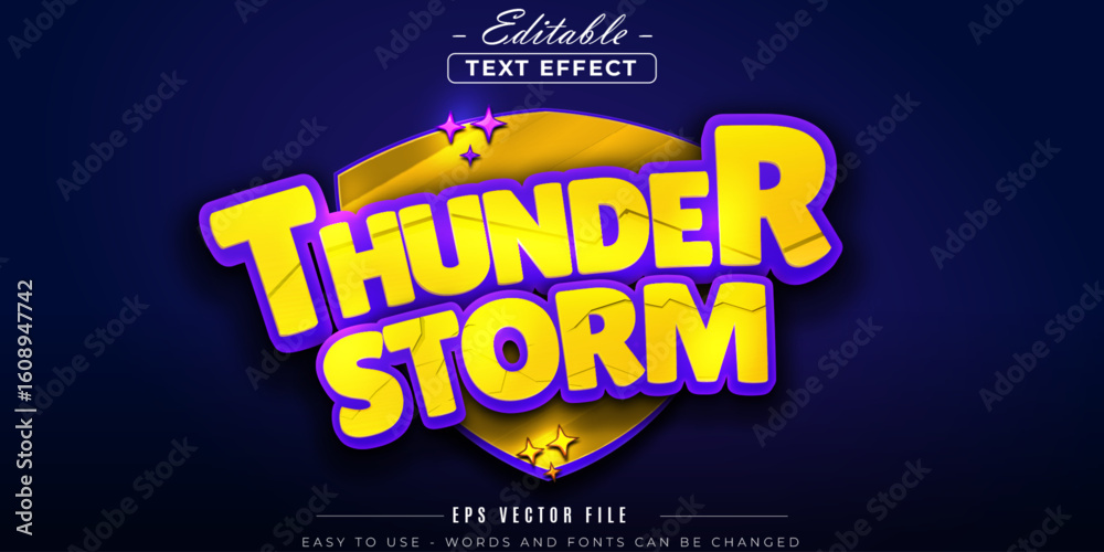 Obraz premium Shiny thunder storm, editable text effect.