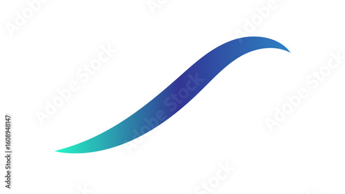 Elegant curved swoosh with a blue and turquoise color gradient