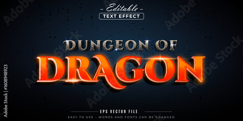 Dungeon of dragon shiny text, editable text effect.
