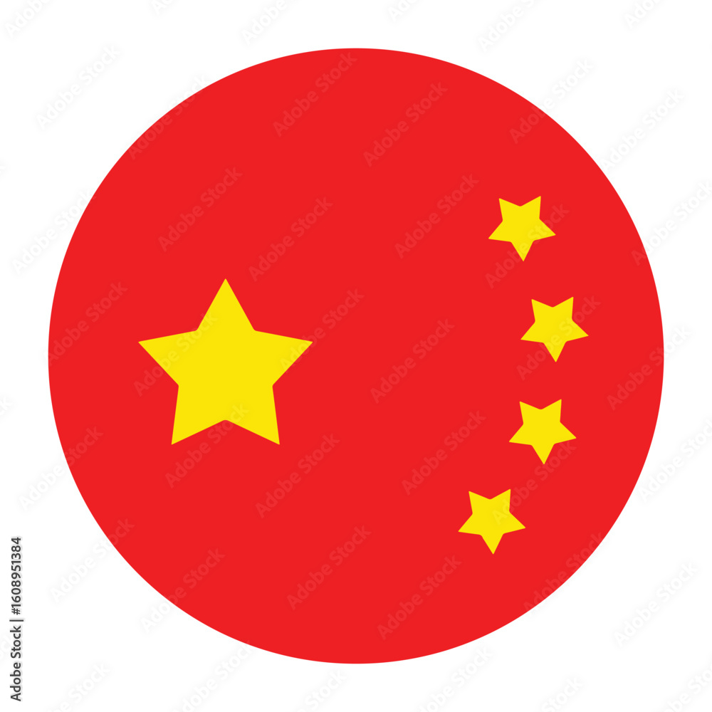 Obraz premium Round China Flag Icon Vector Graphic