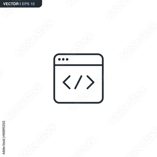 Coding website, linear style sign for mobile concept and web design
