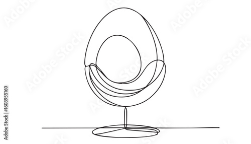 Continuous one single minimal line drawing egg chair