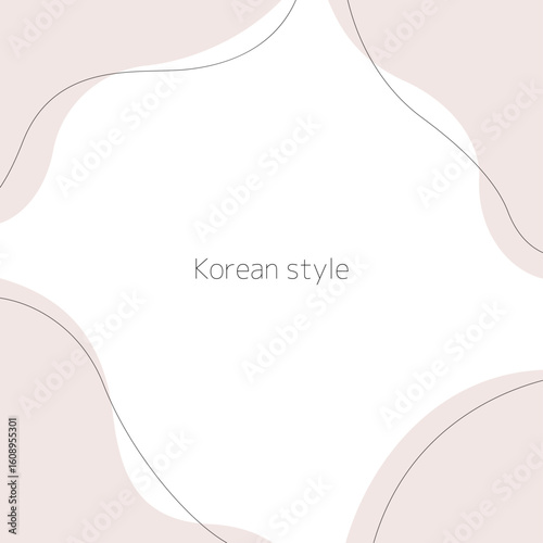 ミニマルな韓国風抽象フレーム背景（やわらかなベージュの曲線）