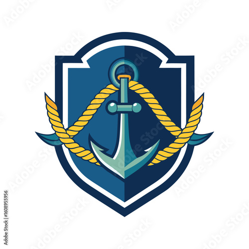 Nautical Anchor Emblem on Shield