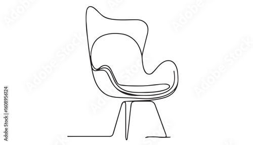 Continuous one single minimal line drawing mid century chair
