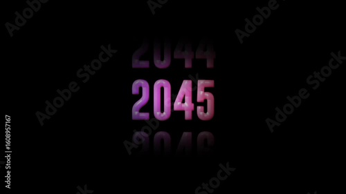 Futuristic Year Transitions:  2020-2050,  Smooth Animated Countdown,  Dark Background,  Elegant Gradient Colors,  High-Resolution 4K Stock Footage.