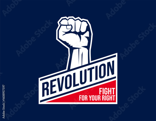 hands clenched power strength logo vector