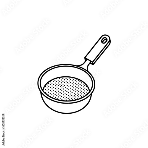 A handheld flour sifter is illustrated for baking and cooking activities in the kitchen.
