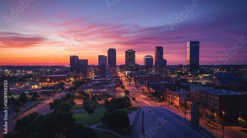 tulsa oklahoma city skyline sunset