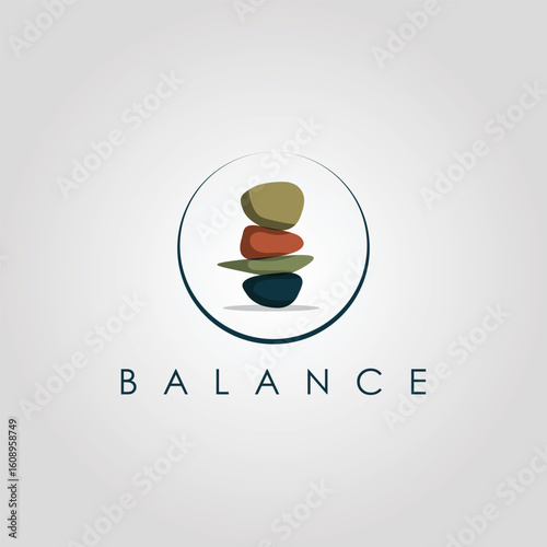 stone pile balance illustration logo, vector 