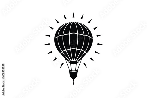 Hot Air Balloon with Retro Fabric Design Colorful and Vintage Style