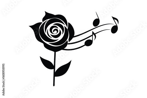 Rose Made of Musical Notes Vector Illustration for Music Lovers and Designers