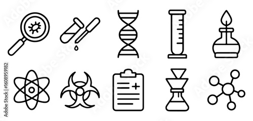 Science laboratory equipment line drawing