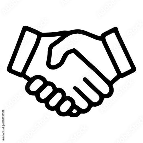 Outline illustration of a firm handshake