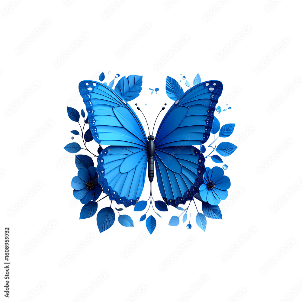 Fototapeta premium Beautiful paper cut style butterfly on white background. 