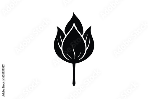Glowing Fire Tulip Flower Illustration on White Background