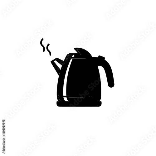 Modern electric kettle boiling water for tea or coffee preparation.
