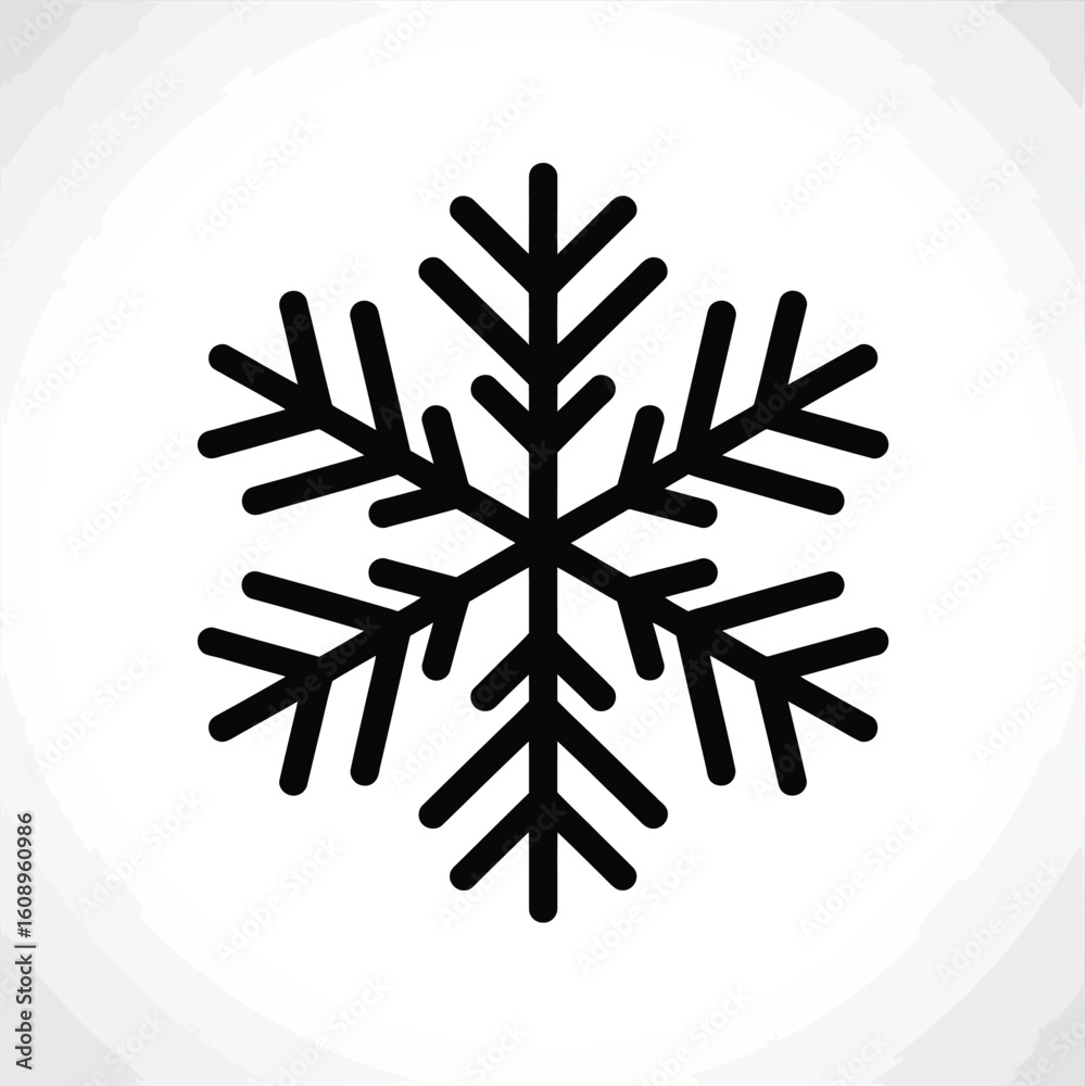 Obraz premium Simple black snowflake icon on white background