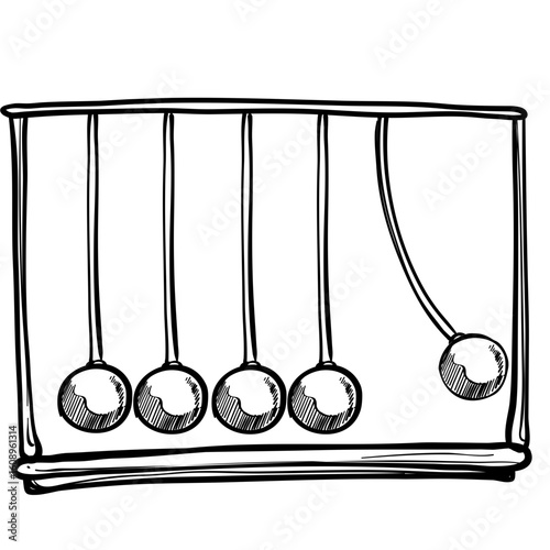 Newton cradle handdrawn illustration⁠
