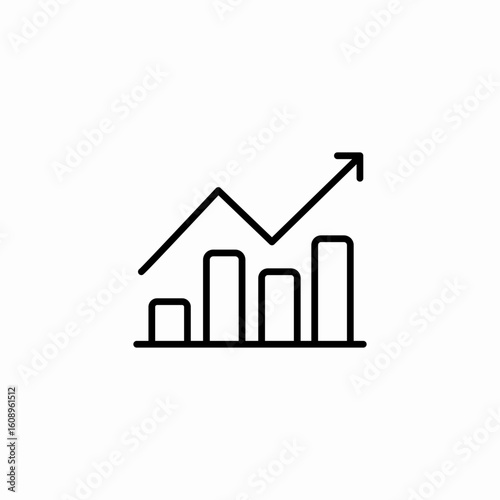 bar chart growth arrow icon sign vector