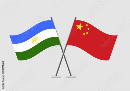 Bashkortostan and China vector flags in simple yet elegant formation