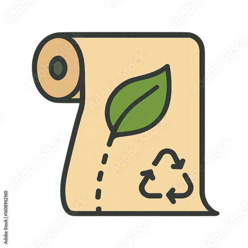 Eco-friendly paper towels for sustainable living with a leaf symbol and recycling icon promoting environmental consciousness