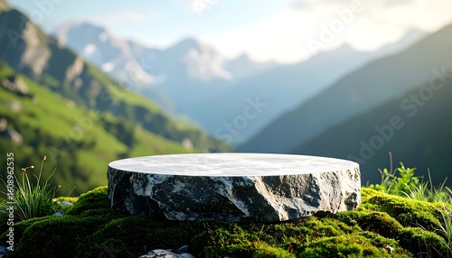 Round stone platform in mountains