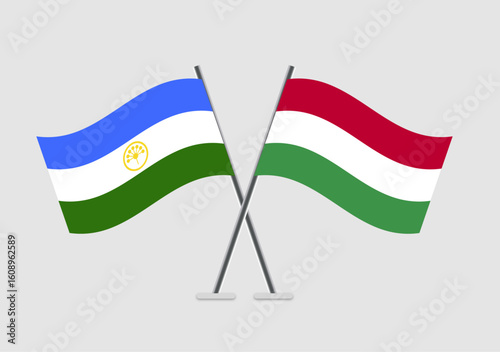 Bashkortostan and Hungary vector flags illustrated with soft wave motion