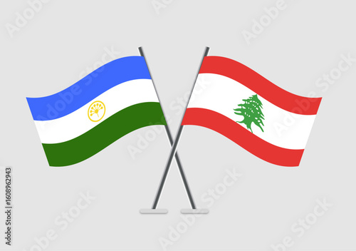 Bashkortostan and Lebanon vector flags showing dual-country harmony