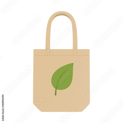 Eco-friendly reusable tote bag with leaf icon promoting sustainable shopping and environmental awareness for conscious consumers everywhere