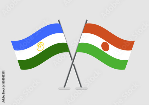 Bashkortostan and Niger vector flags with simple international vibe