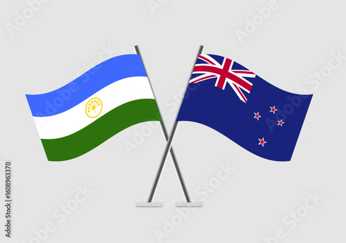 Bashkortostan and New Zealand vector flags with clean graphic design structure