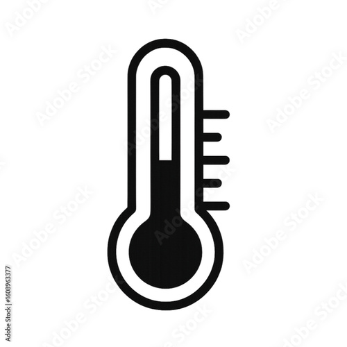 Sleek thermometer icon showing moderate temperature, perfect for weather apps, health trackers, science presentations, and more