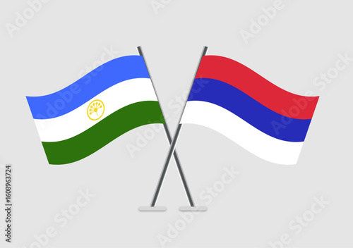 Bashkortostan and Republika Srpska vector flags with minimal patriotic graphics
