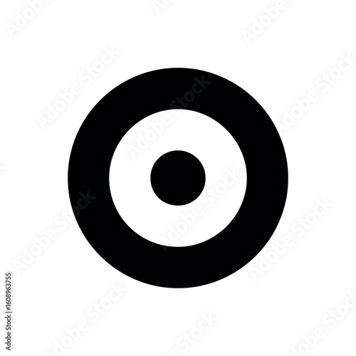 A black and white concentric circle design with a solid black outer ring and a black circle center