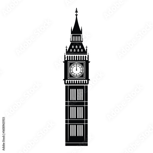 Iconic silhouette of big ben clock tower in london