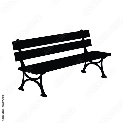 Classic black park bench with ornate cast iron legs