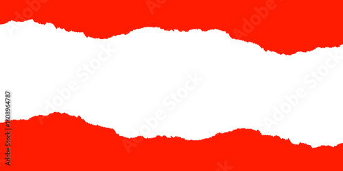 Wallpaper Mural Bold red ripped paper banner. A horizontal torn edge frame with a grunge texture for sales or announcements. Isolated design element on transparent background, PNG cutout for creative use. Torontodigital.ca