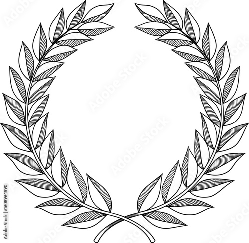 laurel wreath vector ink illustration