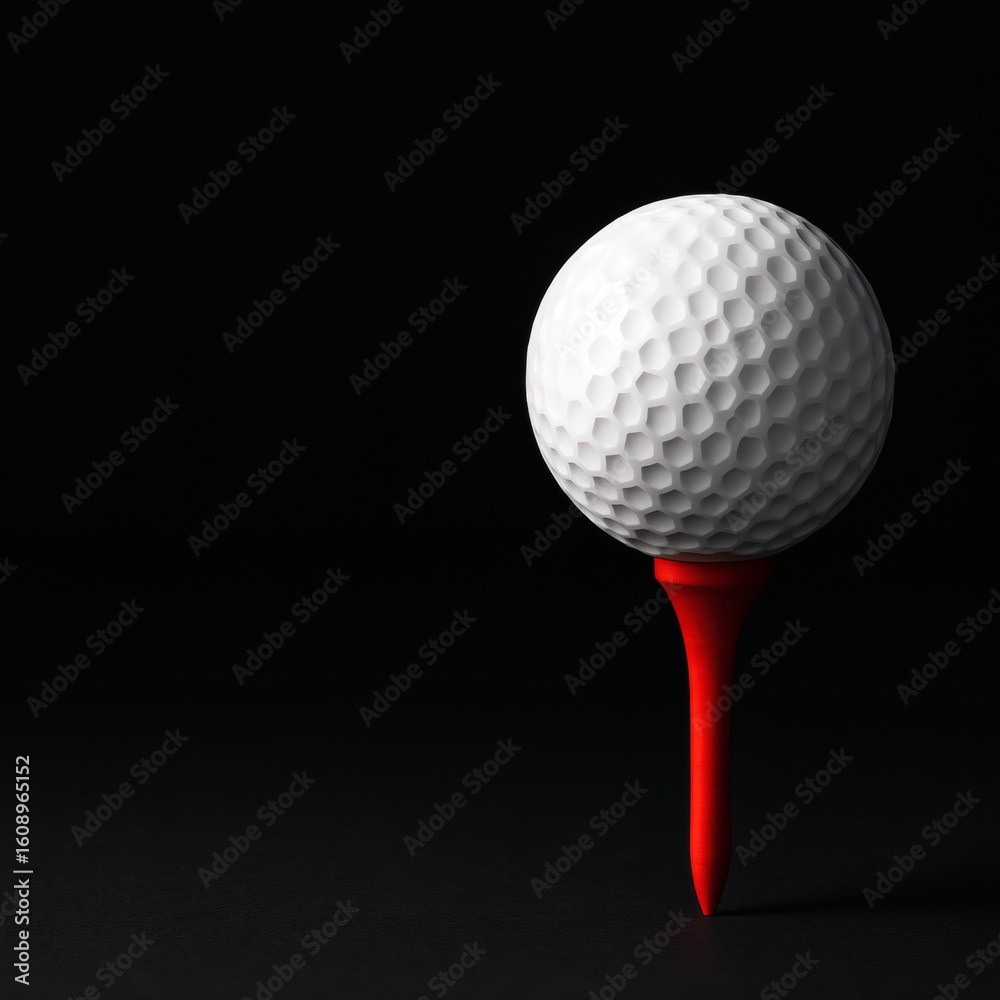 Premium White Golf Ball on Red Tee, Elegant, High-End for Luxury Golf Invitations, Sports Marketing, and Commercial Use Premium White Golf Ball on Red Tee, Elegant, High-End for Luxury Golf Invitations, Sports Marketing, and Commercial Use