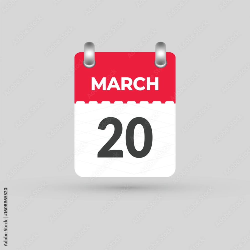 Fototapeta premium MARCH 20 calendar Date Month icon
