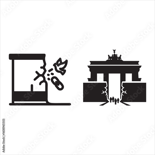 Symbolic representation of freedom day and berlin wall demolition