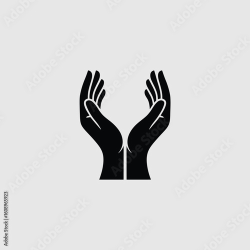 Two open black hands held upwards in a gesture of hope and support