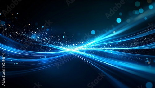 Ethereal video overlay showing blue and teal light streaks with floating dust motes and soft haze. Ideal for dreamy or ambient cinematic edits